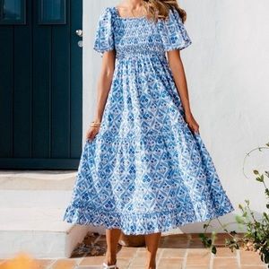 Pink City Prints Sky Trellis Lolita Long Dress - Size M